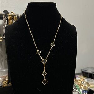 Chic Gold and Black Clover Necklace